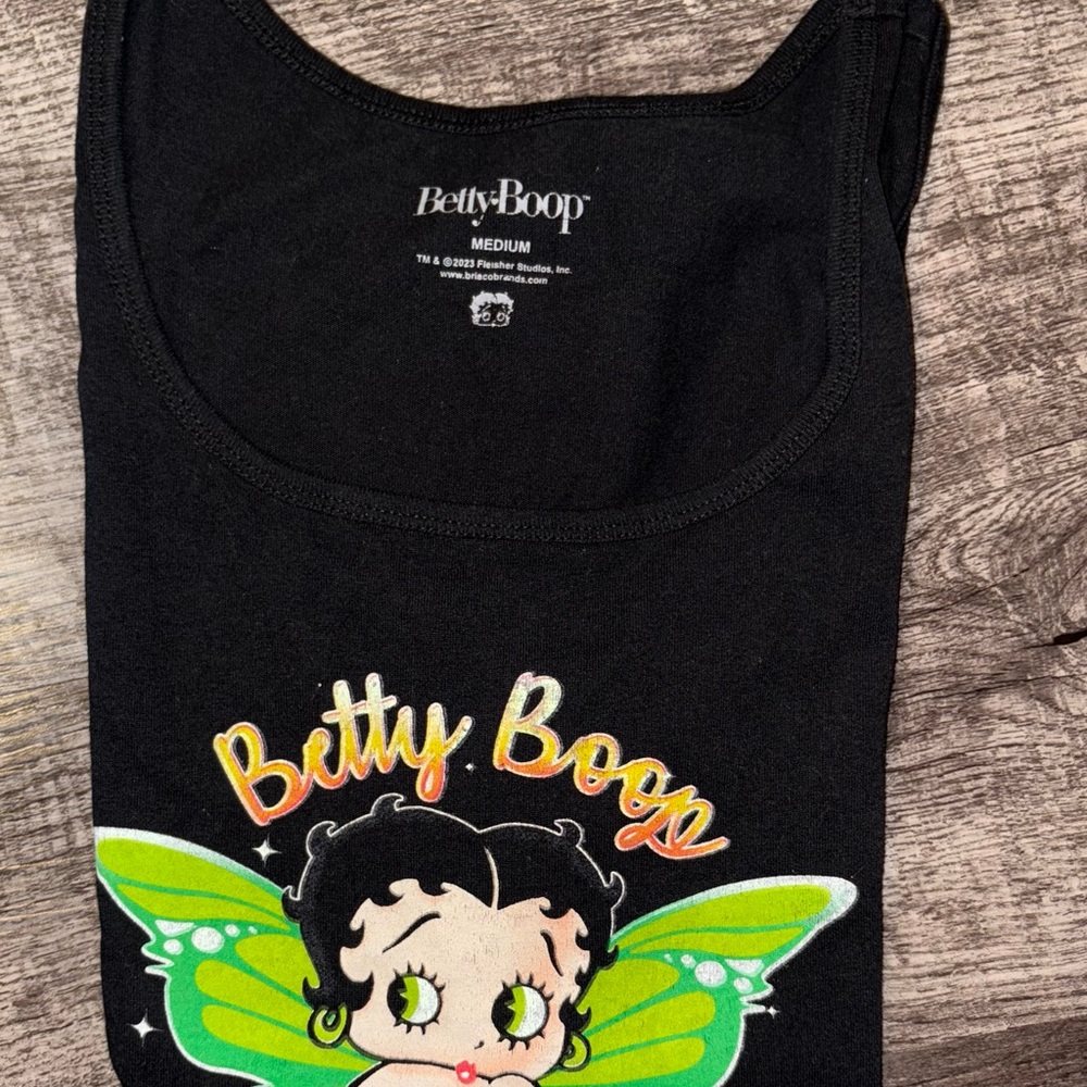 Betty Boop Black Tank with Green Wings